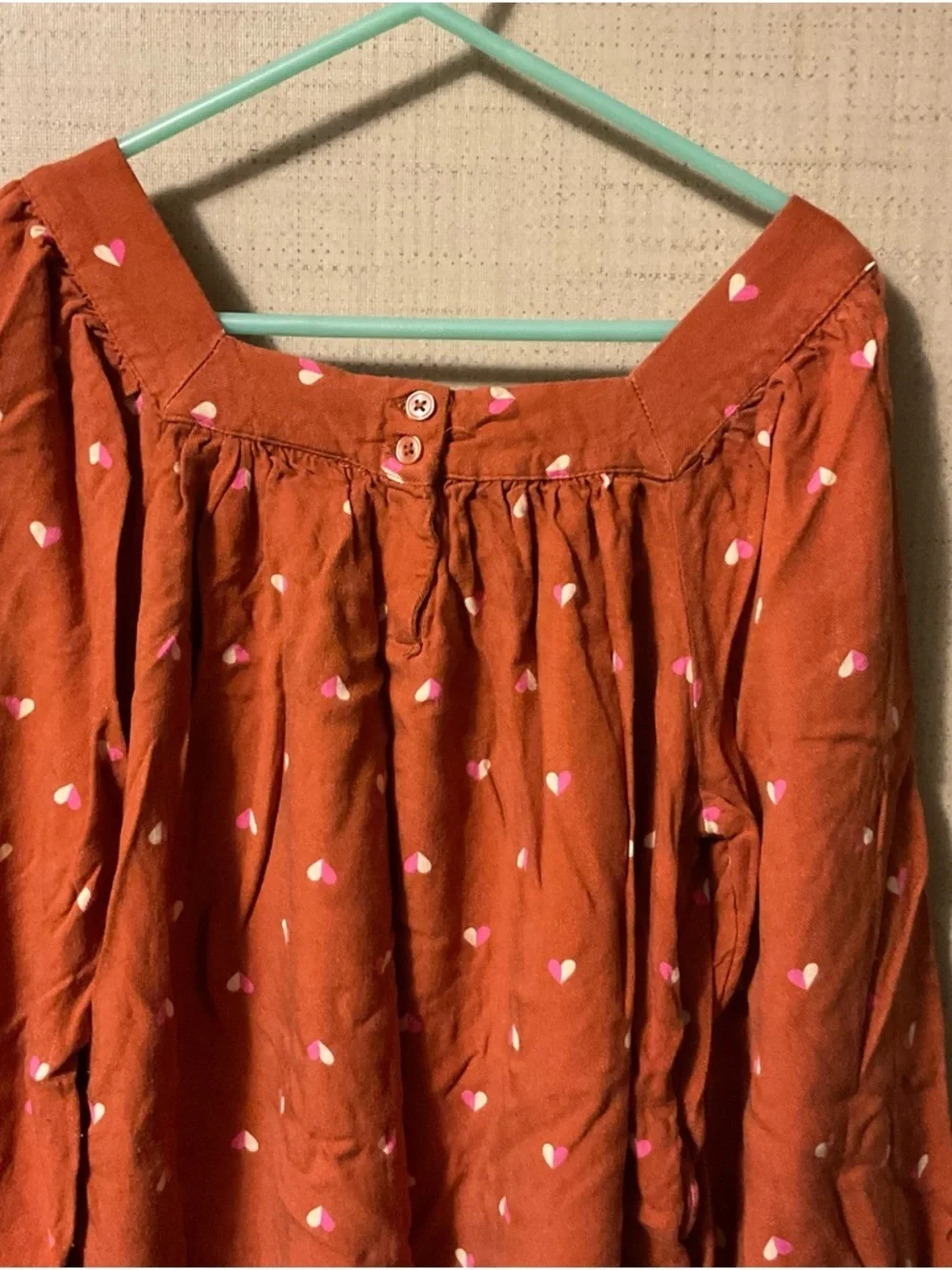 Cat & Jack Rust Orange Long Sleeve Tunic Dress with White Heart Print